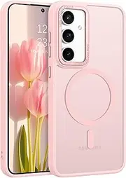 [VENINGO] Samsung S24 FE Case, Comfortable and Skin-Friendly Frosted Translucent Back Shockproof Phone Cover Compatible with Magsafe, Anti-Fingerprint Matte Case for Samsung Galaxy S24 FE 5G, Pink