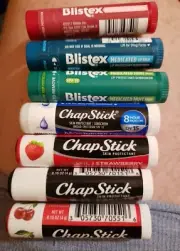 7-Assorted Flavors Blistex & Chapstick Medicated & Skin Protection Lip Balm