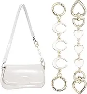 uxcell Bag Extender Chain, 2 Pcs Purse Strap Extenders Heart Moon Shape Chain Purse Making Supplies for Replacement Handbag Shoulder Bag Wallet Decoration, White