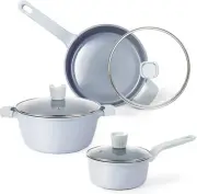 Innerwell Nonstick Ceramic Pots and Pans Set 6 pcs, Healthy Cookware Set
