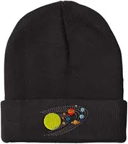 [Speedy Pros] Beanies for Men Astronomy Orbit Solar System Embroidery Winter Hats for Women Acrylic Skull Cap 1 Size