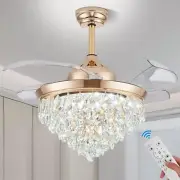 Cainjiazh 36" Modern Crystal Chandelier Ceiling Fan with Lights and Remote Di...