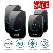 1000ft Wireless Ring Door Bell 60 Chimes Plug Receiver & 1Button