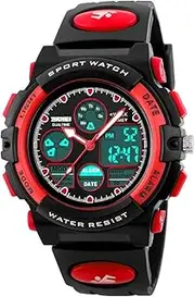 [TONSHEN] Waterproof Sport Watch for Women Men Boy Digital LED Electronic Outdoor Military Watch Analog Quartz Dual Timezone 50M Water Resistant Alarm Backlight Stopwatch Plastic Wrist Watches