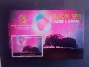 SELLOS ANDORRA MNG VEGUERÍA EPISCOPAL 1991 HOJITA EUROPA. AIRE Y ESPACIO