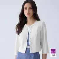 在飛比找momo購物網優惠-【ILEY 伊蕾】刺繡蕾絲縫珠小外套(白色；M-XL；124