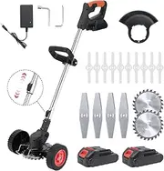 Electric Weed Eater, Foldable Cordless Weed Wacker Battery Powered, 3-in-1 Lightweight String Trimmer/Edger Lawn Tool/Brush Cutter with Adjustable Length & 3 Types Blades