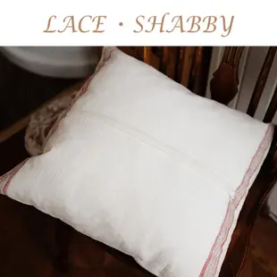 歐式復古風亞麻白色花朵刺繡靠墊抱枕套組含內枕心裝飾 (8.3折)