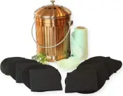 Kitchen Compost Pail Bin for Countertop - Large Decorative Copper 1.3 Gallon Foo