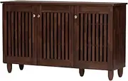Wholesale Interiors Baxton Studio Fernanda Modern and Contemporary 3-Door Oak Brown Wooden Entryway Shoes Storage Wide Cabinet