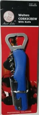 Waiters Stainless Steel Corkscrew Folding Knife Bottle opener Color Blue