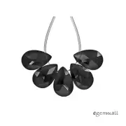 10x Cubic Zirconia Flat Pear Briolette Beads 4x6mm Black #64842