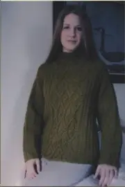 Karabella Yarns Knitting Pattern KK138 Cabled Funnel-Neck Pullover 30"-44"