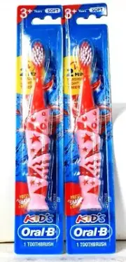 2 Count Oral B 2 min Flashing Light Timer Press Shake & Brush Soft Toothbrush