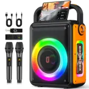 Karaoke Machine for Adults and Kids with 2 Wireless Microphones, 24H Playtime...