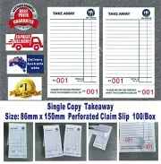 100 Take-Away Docket Books - Single Page (100 page/Book with numbers) FREE POST*