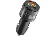 Bluetooth FM Transmitter, Car Radio Transmitter QC 3.0 Car Wireless Bluetooth FM Radio Adapter Handsfree Car Kit(Black)
