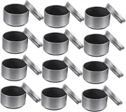 ERINGOGO Candle Jar Containers Set 12pcs Round Tins Lids Metal Candle Tin Jars for DIY Crafts for Candle Making Small Item Storage Silver