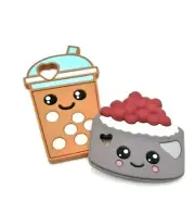 Baby Silicone Teether Chew Toy Boba Cup & Boba Cake BPA Free
