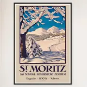 Galrie St. Moritz Engadin Vintage Winter Sports Travel Poster - 1850m Switzerland Art, Black Frame, A2 42 x 60cm (16 x 24inch)