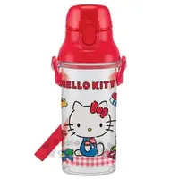 在飛比找PChome24h購物優惠-〔小禮堂〕Hello Kitty 日製直飲式水壺《紅透明.格