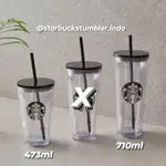 HITAM STARBUCKS TUMBLER 透明黑色冷杯瓶透明黑色 CCUP