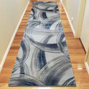 Sungate Circle Grey Blue Runner Rug