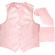New Men's Pink formal vest Tuxedo Waistcoat_necktie & hankie set wedding