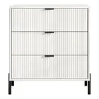 LIVILAND Modern 3-Drawer Nightstand Bedside Table End Table Furniture -Off White