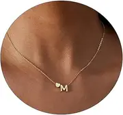 [Anasantiagoana] Initial Heart Necklace Gold Dainty Letter Pendant Tiny Heart Necklace for Women