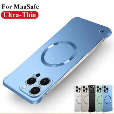 Ultra-Thin Magsafe Frameless Hard Case For iPhone 16 15 Pro Max 14 13 12 Cover