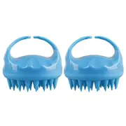 2x Liven Zen Scalp Care Silicone Cleansing Hair Massager Shower Brush Blue