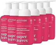ATTITUDE Foaming Hand Soap, Plant and Mineral-Based Ingredients, Vegan and Cruelty-free Personal Care Products, Pink Grapefruit, 10 Fl Oz (Pack of 6)