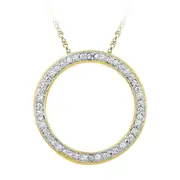 10k Yellow Gold Round Diamond Fashion Circle Pendant 1/20 Cttw