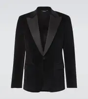 [Dolce & Gabbana] Dolce & Gabbana Cotton and silk-blend velvet tuxedo AU 93 black