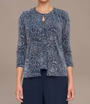 Alex Evenings stretch knit metallic two-piece set size M