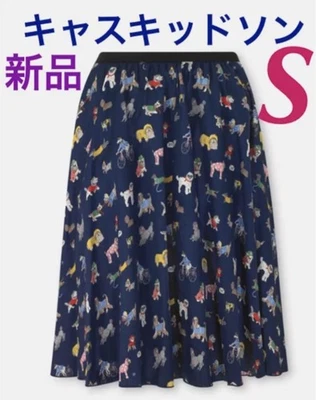 m729 CathKidston Dog Park Poodle Navy Skirt S New with Tags Cotton Blend