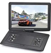 YOOHOO17.9" Portable DVD Player with15.6" Large HD Swivel Screen,Built-in Rechargeable Battery, Supports All-Region, multi region,car dvd players for kids,Earphone/SD Card/USB/AV-in/AV-out