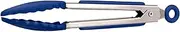 Tovolo Stainless Steel Turner Wide Tips & Silicone Grips on Handles, Non-Stick & Heat-Resistant Silicone, BPA-Free & Dishwasher-Safe, Mini Tongs, Blue