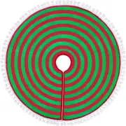 HOHOTIME Christmas Tree Skirt, Red Green Annual Rings 48 Inch Tree Mat Skirt wit