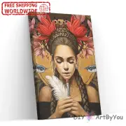 Paint By Numbers Kit Woman Abstract Acrylic Wall Beginner Canvas Painting Brush