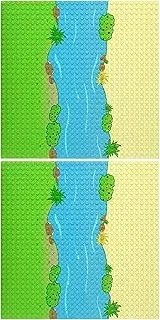EKIND 2-Pack 10" x 10" Rainforest Base Brick Plate Compatible for All Major Brands, Scenes Baseplates for River, Tropical Treehouse Scenery and More Building Blocks Kids Toy (2 Straight)