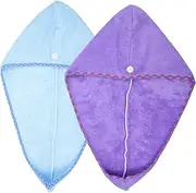 Happyyami 2 Pack Soft Hair Towels Fast Drying Head Wrap for Women Absorbent Towel for Bath Hair Care