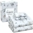 100% Organic Cotton King Size Sheets Set, 4 Pieces, Soft & Breathable Percale
