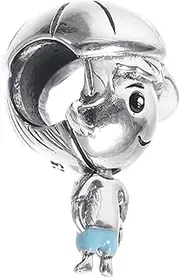 [IWOWHERO] Funny Boy Pendant Charm Silver Bracelet Pendant for Women Adjustable Bangle Enamel Plated Design for Daily Life Special Occasions