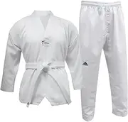 [adidas] WT Taekwondo Suit Dobok, Adult, Kids, White Student Training & Sparring Uniform 8 Ounce Suit, with Elasticated Waistband, Belt Included