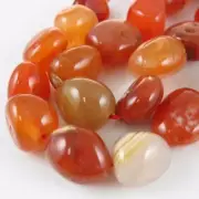 Orange Agate Beads -Smooth Freeform Nugget Gemstone Beads (Sold Per Strand)