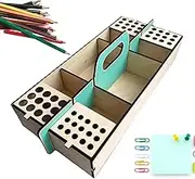 Art Storage Organizer | Wood Artist Supply Storage Box | Painting Supplies Containers, Removable Dividers, Secure Closure, Paint Brush Holder For Pencils, Amateurs, Professionals