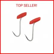 Tinsow 2PCS Meat Hooks for Butchering,T Shaped Boning Hooks with Handle 6 Inch S