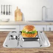 Canteen Dining Tray Portion Control Plates Baby Divided Stainless Steel